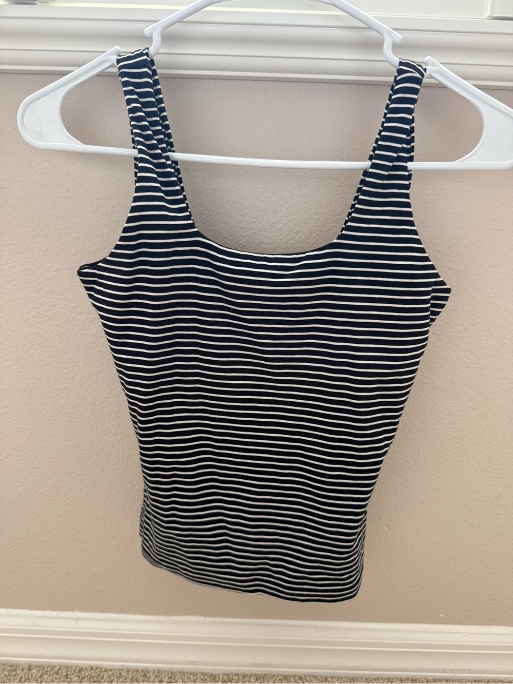 Everlane Black & White Striped square neck Tank xxs